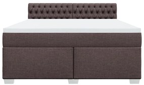 vidaXL Κρεβάτι Boxspring με Στρώμα Σκούρο Καφέ 180x200 εκ Υφασμάτινο