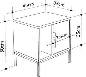 Κομοδίνο Glynn Megapap χρώμα λευκό 45x35x50εκ.