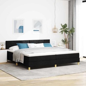 vidaXL Κρεβάτι με Σπείρωμα και Στρώμα Μαύρο 200x200 εκ. Ύφασμα