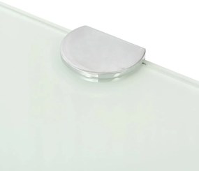 vidaXL Ράφια Γωνία 2 τεμ Λευκά 25x25 εκ Γυάλινα + Στηρίγματα Χρωμίου