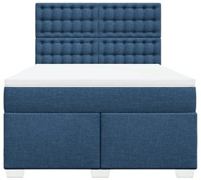 Κρεβάτι Boxspring με Στρώμα Μπλε 160x200 εκ. Υφασμάτινο - Μπλε