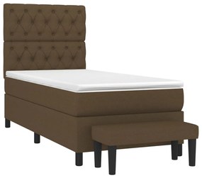 vidaXL Κρεβάτι Boxspring με Στρώμα Σκούρο Καφέ 80x200 εκ. Υφασμάτινο