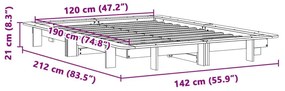 Σκελετός Κρεβατιού Χωρίς Στρώμα 120x190 εκ Μασίφ Ξύλο Πεύκου - Καφέ