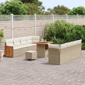 vidaXL Σετ Καναπέ Κήπου με μαξιλάρι 11 pcs Μπεζ και Κρέμα