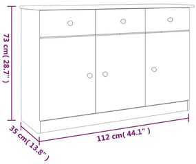 Ντουλάπι ALTA Λευκό 112 x 35 x 73 εκ. από Μασίφ Ξύλο Πεύκου - Λευκό