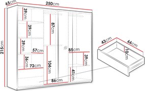 Ντουλάπα Boston 250 συρόμενη-Cashmere