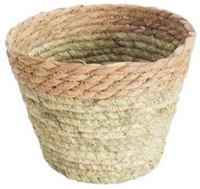 Καλάθι 00.06.61375 Φ19x14cm Ψάθινο Natural-Green Ψάθα