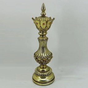 Διακοσμητικό Πιόνι Βασίλισσα 752-28597 9,5x9,5x31,5cm Gold Estheti Home Πολυρεσίνη
