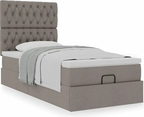 vidaXL Οθωμανικό κρεβάτι με στρώμα Taupe 90x200cm ύφασμα