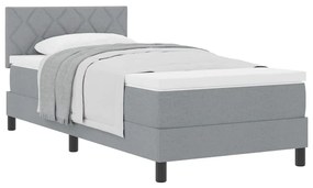 vidaXL Κρεβάτι box spring με στρώμα Ανοιχτό γκρι 90 x 190 cm ύφασμα