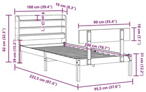 ΣΚΕΛΕΤΟΣ ΚΡΕΒ. ΧΩΡΙΣ ΣΤΡΩΜΑ ΛΕΥΚΟ 90X200 ΕΚ ΜΑΣΙΦ ΠΕΥΚΟ 3306614