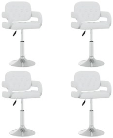 Καρέκλες Τραπεζαρίας Περιστρεφόμενες 4 τεμ. Λευκές Δερματίνη