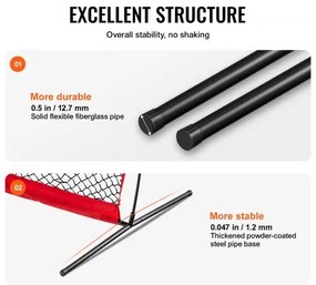VEVOR I Screen Baseball for Batting Cage, 7x4 ft Baseball &amp; Softball Safety Screen, Body Protector Portable Batting Screen with Carry Bag &amp; Ground Stakes, Baseball Pitching Net for Pitchers Protection