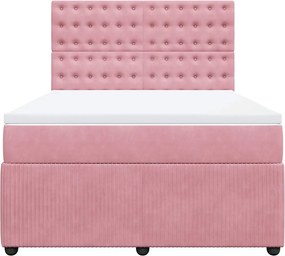 vidaXL Κρεβάτι Boxspring με Στρώμα Ροζ 140x190 εκ. Βελούδινο