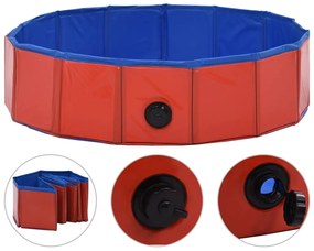 Πισίνα για Σκύλους Πτυσσόμενη Κόκκινη 80 x 20 εκ. από PVC