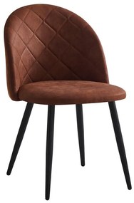 BELLA Καρέκλα Τραπεζαρίας, Μέταλλο Βαφή Μαύρο, Ύφασμα Απόχρωση Suede Καφέ -  50x56x80cm