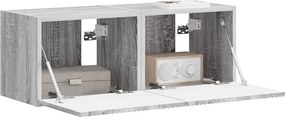 vidaXL Ντουλάπι Τηλεόρασης Τοίχου Επιτοίχιο 2 pcs Γκρίζο Σονομα