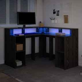 vidaXL Γραφείο Μαύρη Οξυά 130 x 130 x 91 εκ. Επεξεργασμένο ξύλο