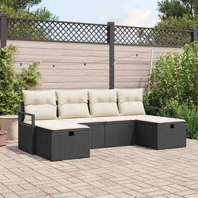 vidaXL Σετ Καναπέ Κήπου 6 pcs Μαύρο και κρεμ 230 x 117 x 85 εκ.