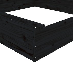 vidaXL Αμμοδόχος με Καθίσματα Μαύρη Τετράγωνη από Μασίφ Ξύλο Πεύκου