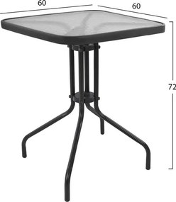 ΣΕΤ 3ΤΜΧ ΜΕ ΤΡΑΠΕΖΙ FIGO 60Χ60Χ72Υ &amp; ΠΟΛΥΘΡΟΝΕΣ LAURA ΓΚΡΙ ΧΡΩΜΑ HM10468