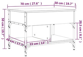 Τραπεζάκι Σαλονιού Μαύρο 70 x 50 x 50 εκ. Επεξ. Ξύλο/Μέταλλο - Μαύρο