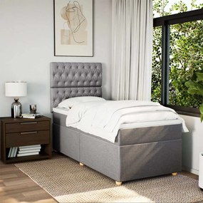 vidaXL Κρεβάτι Boxspring με Στρώμα Taupe 90x200 εκ. Υφασμάτινο