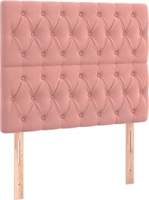 vidaXL Κρεβάτι Boxspring με Στρώμα Ροζ 90x200 εκ. Βελούδινο
