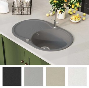 vidaXL Νεροχύτης με Μονή Γούρνα Οβάλ Γκρι Γρανιτένιος