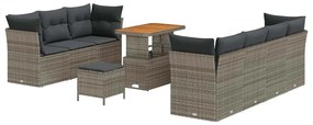 vidaXL Σετ Καναπέ Κήπου Ρυθμιζόμενο ύψος 10 pcs Γκρι συνθετικό ρατάν