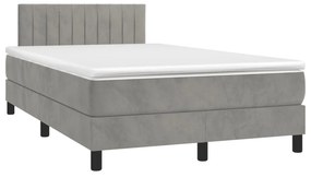 VidaXL Κρεβάτι Boxspring με Στρώμα & LED Αν.Γκρι 120x190εκ. Βελούδινο