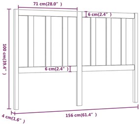 vidaXL Κεφαλάρι Κρεβατιού Μελί 156 x 4 x 100 εκ. από Μασίφ Ξύλο Πεύκου