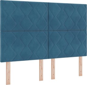 vidaXL Κρεβάτι box spring με στρώμα Μπλε 140 x 200 cm Βελούδο