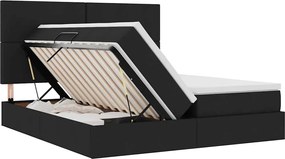 vidaXL Κρεβάτι Αποθήκης με στρώμα Μαύρο 200 x 200 cm Τεχνητό Δέρμα