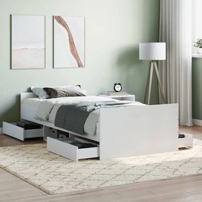 Πλαίσιο Κρεβατιού με Κεφαλάρι &amp; Υποπόδιο Λευκό 100 x 200 εκ.