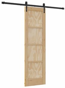 vidaXL Συρόμενη Πόρτα Φυσικό και μαύρο 61 x 198.5 εκ.