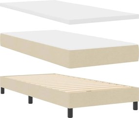 vidaXL Κρεβάτι με ελατήρια με κεφαλάρι Κρεμ 90 x 200 cm ύφασμα