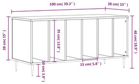 Έπιπλο Δίσκων Καπνιστή Δρυς 100x38x48 εκ από Επεξεργασμένο Ξύλο - Καφέ