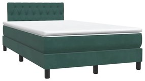 vidaXL Κρεβάτι Boxspring με Στρώμα Σκούρο Πράσινο 120x210εκ. Βελούδινο