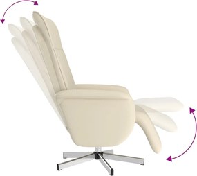 vidaXL Πολυθρόνα Μασάζ Ανακλινόμενη με Υποπόδιο Κρεμ από Συνθ. Δέρμα