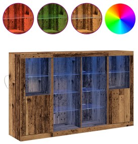 vidaXL Μπουφές  με LED Φώτα Παλαιό Ξύλο 163x37x100 cm Κατασκευασμένο Ξύλο