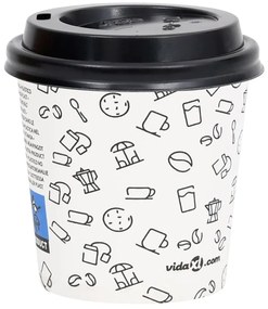 vidaXL Ποτήρια Καφέ Χάρτινα με Καπάκια 120 ml 1000 Τεμάχια Λευκά/Μαύρα