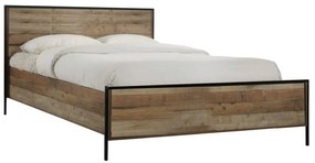 PALLET Κρεβάτι Διπλό, για Στρώμα 160x200cm, Μέταλλο Βαφή Μαύρο, Antique Oak