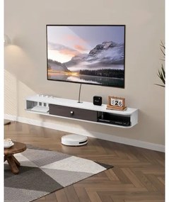 VEVOR Floating TV Stand 55 in Entertainment Center Power with Cable Hole White
