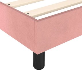vidaXL Κρεβάτι Boxspring με Στρώμα Ροζ 200x200 εκ. Βελούδινο