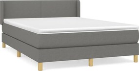 vidaXL Κρεβάτι Boxspring με Στρώμα Σκούρο Γκρι 140x200 εκ Υφασμάτινο
