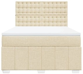 Κρεβάτι Boxspring με Στρώμα Κρεμ 140x200 εκ. Υφασμάτινο - Κρεμ