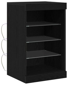 vidaXL Μπουφές με LED Φώτα Μαύρο Δρυς 41x37x67 εκ.