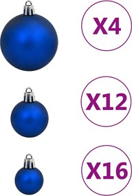 vidaXL Σετ Μπάλες Χριστουγεννιάτικες 111 τεμ. Μπλε από Πολυστυρένιο