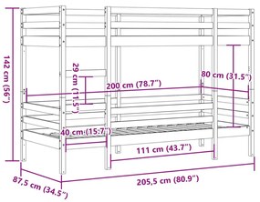 Κουκέτα Λευκό 80x200 εκ. από Μασίφ Ξύλο Πεύκου - Λευκό